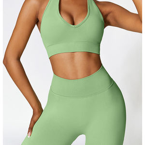 Ensemble de yoga pour femmes de haute qualité 2 pièces col rond sans manches Spandex/Polyester ensembles d'entraînement respirants - Product Image 2