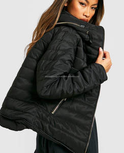 แจ็กเก็ตปลาปักเป้าแขนสั้นสำหรับผู้หญิงเสื้อวอร์มฤดูหนาวกันน้ำกลับได้มีซิปขึ้นสีดำอบอุ่น - Product Image 2