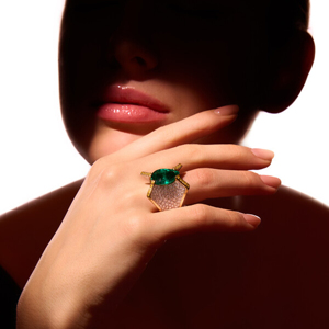 Luxury Emerald Green Cocktail <b>Ring</b> for Women 18K Gold Plated Geometric Pave CZ <b>Statement</b> <b>Ring</b> Designer Fashion Jewelry - Product Image 3