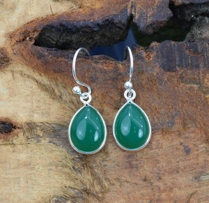 เครื่องประดับต่างหูคลาสสิกสำหรับผู้หญิงเครื่องประดับเงินสไตล์ Boho 925เงินสเตอร์ลิงสีเขียวพลอยนิลแฮนด์เมดต่างหูของขวัญ - Product Image 4
