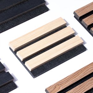 Tùy chỉnh hiện đại UV Acoustic <span class=keywords><strong>MDF</strong></span> Panels 3 mặt trang trí gỗ veneer sồi óc chó màu/kích thước tùy chỉnh - Product Image 4