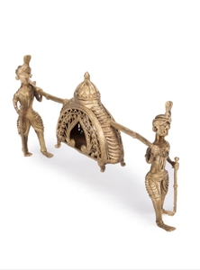 Palki o Palanquín de Artesanía Dokra, Adorno Decorativo para el Hogar, 6 Pulgadas, Dorado, Decoración Moderna para Mesa de Salón - Product Image 3