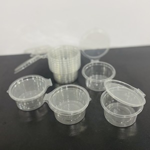 Récipient à sauce PET jetable d'usine de bonne qualité Gobelets à sauce en plastique 2oz 60ml avec couvercle à charnière pour petit transparent à emporter - Product Image 4