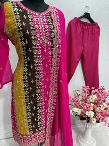 DISEÑADOR BORDADO SECUENCIAS TRABAJO TOP CON DUPATTA - Product Image 3