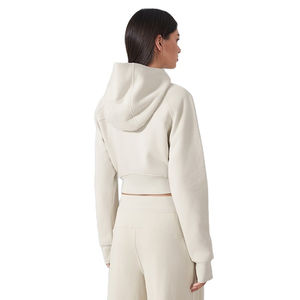 Sudadera con capucha recortada de algodón liso personalizado de la mejor calidad, Sudadera larga de estilo pulóver para mujer disponible XS, venta al por mayor, Diseña tu propio - Product Image 2