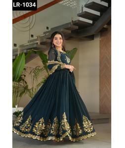 Indian Ethnic Wear Faux Blooming Georgette with Zari Thread and Sequins Embroidery Work Anarkali Gowns for Wedding Wear Suit - Product Image 1