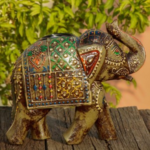 Support de lumière de thé éléphant en bois peint pour les cadeaux de mariage de Noël et de Pâques - Product Image 6