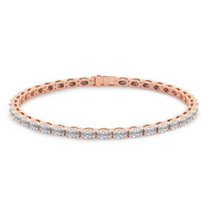 Elongated Oval Lab Grown Diamond Tennis Bracelet 3 Ct Tw F-G Color VS Clarity 51 Diamonds 14K <b>Solid</b> <b>Gold</b> Classic Line Design - Product Image 3