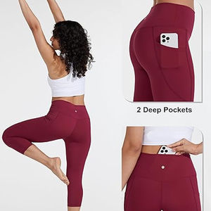 Venta al por mayor personalizado mujeres Yoga Leggings sólido transpirable de alta cintura Fitness entrenamiento gimnasio OEM Activewear - Product Image 3