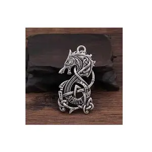 New Viking Pirate Jewelry Celtic Wolf Crow Double-sided Axe Pendant Necklace Accessories Trendy from india earrings