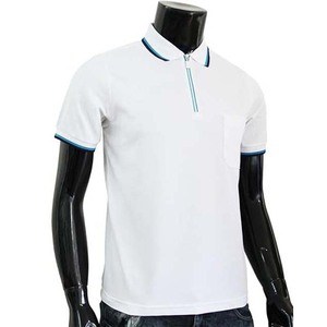 Camiseta de polo ajustada con media cremallera para hombre, camiseta de golf de manga corta de punto de algodón 100%, ropa informal de verano de Color blanco - Product Image 3