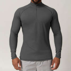 Camiseta Deportiva de Alta Calidad para Hombre, 100% Algodón, Cuello Alto, Media Cremallera, Antiarrugas, Corte Regular, para Gimnasio, Correr, Rendimiento - Product Image 2