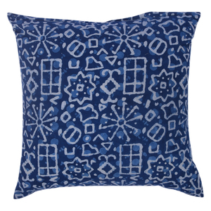 Funda de cojín/almohada vintage de algodón 100% con estampado a mano de hojas en azul cielo pistacho, estampado frontal y trasero. - Product Image 3