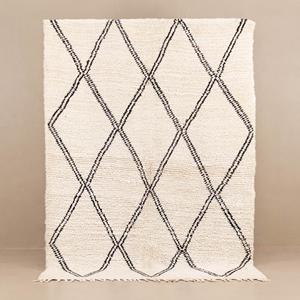 Tapis marocain moderne en laine, design traditionnel à côtes volumineuses, toucher doux, noué à la main, anti-déchirure, géométrique, pour la maison - Product Image 5