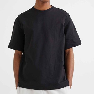 เสื้อยืดคอกลมแขนสั้นผ้าเจอร์ซีย์คอตตอน 100% คุณภาพสูง ขายส่ง แบบเรียบ สำหรับผู้ชาย สั่งทำได้ ทรงหลวมไหล่ตก - Product Image 1