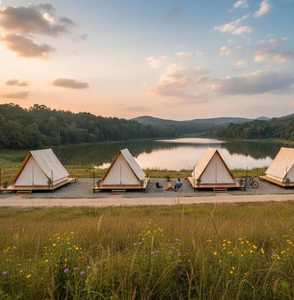 เต็นท์แกลมปิ้งสุดหรูรูปทรงตัวเอ รุ่นกิริกิริ |   เต็นท์แคนวาสทรงเอเฟรมสำหรับรีสอร์ทกลางแจ้ง  กระท่อมแคนวาสสำหรับแกลมปิ้งกลางแจ้ง - Product Image 3