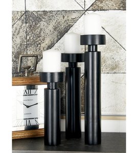 Portavelas decorativo de madera maciza, diseño de madera Natural apilado para una iluminación única y una decoración elegante para el hogar - Product Image 4