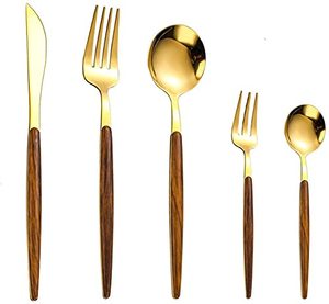 Cubiertos Vintage de Madera de Nogal, Cuchillo, Cuchara, Tenedor de Acero Inoxidable con Mango de Madera, Cubiertos Creativos de Acero Inoxidable para Hotel - Product Image 3