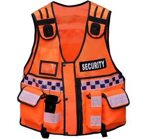 Chaleco de Seguridad Unisex de Poliéster de Alta Calidad Personalizado OEM para Personal de Construcción, con Múltiples Bolsillos y Ribete Reflectante para Uso de Guardias - Product Image 1