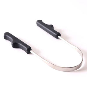 Raspador de lengua de metal con mango de plástico, reutilizable, cero residuos, limpieza dental para niños y adultos - Product Image 6