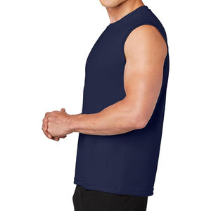 Camiseta sin Mangas para Hombre Color Azul Marino, la Más Vendida, de Algodón Tejido, para Gimnasio, Entrenamiento, Talla Grande, Logotipo Personalizado OEM, Ecológica - Product Image 6