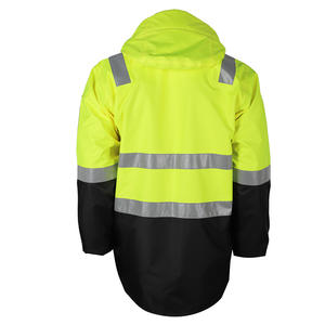 Veste de travail de sécurité haute visibilité classe 1 réfléchissante pour hommes, orange, imperméable, en polyester, avec capuche - Product Image 3