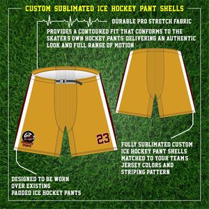 Ensemble d'uniformes de hockey sur glace respirants en polyester 100% pantalon et chaussettes en jersey d'équipe sublimés avec technique de broderie - Product Image 3