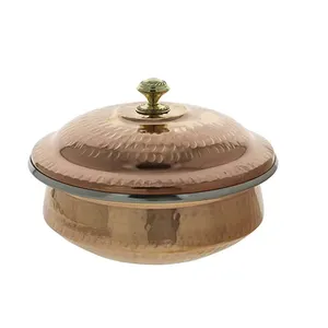 Restaurants And Events Parties Food Serving Pot New Arrival Style Hammered Pure Copper Serving Pot At Lowest Price