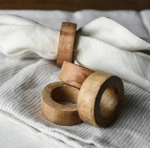 Mango Wood Midford Napkin Holders - Set of 4 Wooden Napkin Rings Set for Wedding and Dinner Table Decor - Product Image 5
