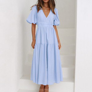 Nuova moda da donna Casual collo corto solido impero Full-Length per la primavera estate autunno stile europeo americano servizio OEM - Product Image 6