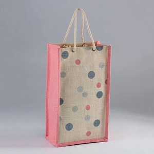 Single Bottle Jute Wine Bag with Rope Handles Available in Your Required Colors Prints and <b>Labels</b> - Product Image 2