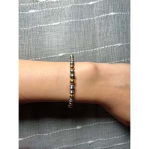 Ethnic Ball Shape <b>Bracelet</b> Navajo Made 14k Gold Plate & Sterling <b>Silver</b> Link Strung Unique Style - Product Image 3