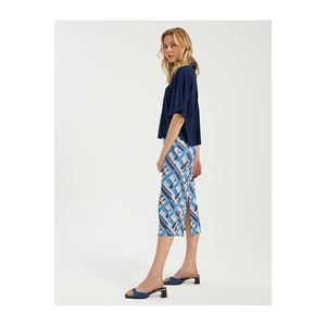 Falda lápiz plateada con estampado a cuadros para mujer, moderna y elegante - Product Image 3