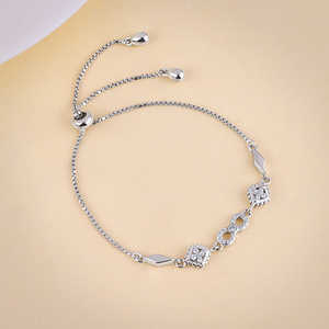 Silver <b>Infinity</b> Zircon Bracelet with Gold and Rhodium Plating White Gold and <b>Rose</b> Gold Charm Bracelets Religious Style Bangles - Product Image 1