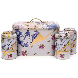 ชุดกล่องดีบุกทรงกลม4ชิ้นฝาโดม kintsugi ดอกไม้หลอดเลือดดำสีทองดีไซน์แบบ kint sigi - Product Image 1