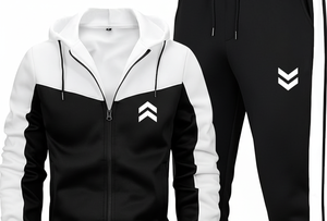 Conjunto deportivo sólido con capucha de dos piezas | Opción de logotipo personalizado | Ropa de invierno de moda 100% algodón - Product Image 5