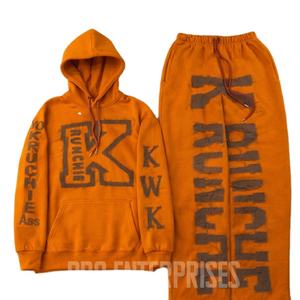 Survêtement en molleton 100 % coton respirant uni avec broderie délavée sur le devant pour homme, idéal pour l'entraînement sportif en extérieur - Product Image 2