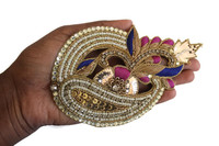 Appliques brodées de luxe faites à la main en forme de cœur, ornées de perles, en tissu toile, couleurs personnalisées, haute qualité, fabrication artisanale Pinkweave