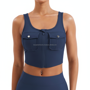 Sujetador Deportivo para Mujer con Doble Bolsillo, Espalda Baja, para Fitness, Yoga, Ropa de Gimnasio Personalizada para Verano - Product Image 1