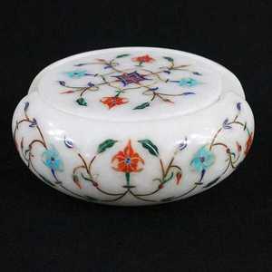 Ensemble de sous-verres en marbre blanc de qualité supérieure, faits à la main, avec incrustation florale et support, décoration moderne pour table à manger, cadeau de luxe, ANURAG HANDICRAFT - Product Image 2