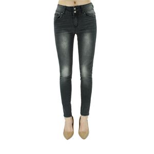 Venta al por mayor de pantalones vaqueros de cintura alta de las mujeres transpirables pantalones de mezclilla de pierna suelta con botón de decoración de verano estilo Casual - Product Image 1