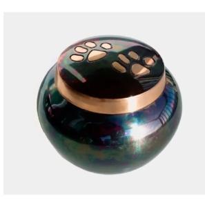 โกศใส่ศพสำหรับงานศพสัตว์เลี้ยงสีดำพิมพ์รูปอุ้งเท้าโลหะโกศใส่ศพทำจากทองเหลือง - Product Image 1