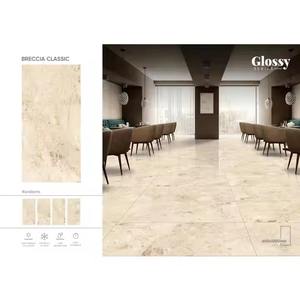 Carreaux de sol en porcelaine Breccia Nuvo Granite Bookmatch 60x120cm Carreaux de mur en céramique à haute brillance 600x1200mm Revêtement de sol 24x48 pouces - Product Image 3