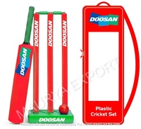 Set kriket pantai plastik awet Powerplay bermerek kustom untuk luar ruangan