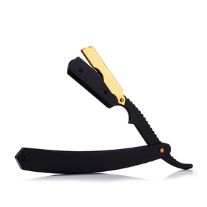 MORGANS INDUSTRIES Stainless Steel Straight <b>Razor</b> with <b>Single</b> <b>Blade</b> for Men Barber Shop Outdoor Hotel Use Gold Edge - Product Image 1