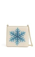 Pochette perlée flocon de neige de Noël sac à main de soirée perlé bleu et blanc fait à la main pour les fêtes de vacances et les événements d'hiver