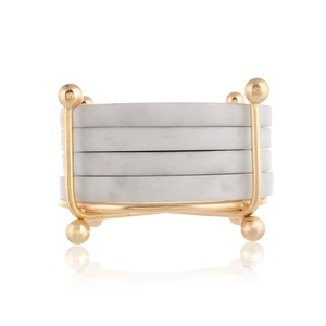 Christmas Gift Marble coaster 6 PCS Drink Coasters with Holder Round <b>Cup</b> Mat Pad Protect Table ware use - Product Image 3