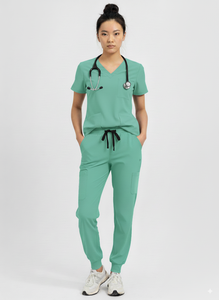 Rendimiento Jogger Scrub Pant Four-Way Stretch Scrubs Uniformes Conjuntos Colores personalizados Spandex Algodón Blanco Enfermera Uniforme Fábrica - Product Image 2