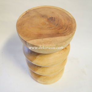 Tabouret rond en bois de suar fait à la main, tabouret décoratif en bois de suar, bois naturel massif pour la décoration de la maison - Product Image 3