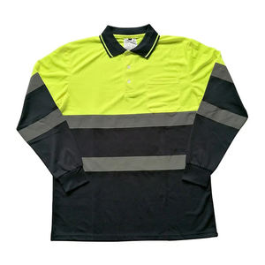 Polos de trabajo de seguridad reflectantes de manga larga de poliéster de alta calidad para hombres logotipo personalizable diseño transpirable nuevo al por mayor - Product Image 3